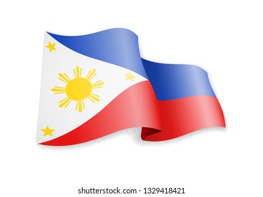 Philippines flag in the wind. Flag on white background vector illustration