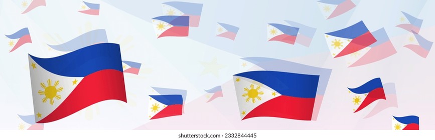 Philippines flag-themed abstract design on a banner. Abstract background design with National flags. Vector illustration.