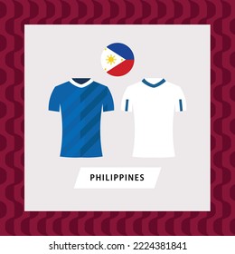 Philippines football national team uniform flat illustration with the round national flag. Southeast Asian country football team.