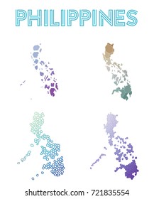 Philippines geometric polygonal, mosaic style maps collection. Modern design for your infographics or presentation.