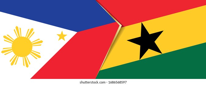 Die Flagge der Philippinen und Ghana, zwei Vektorillustrationen Flaggen Symbol für Beziehung oder Konfrontation.