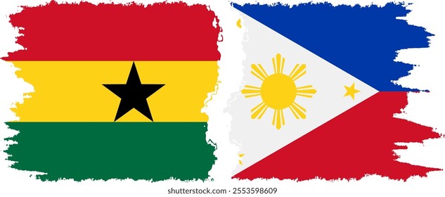 Philippines and Ghana grunge flags connection, vector