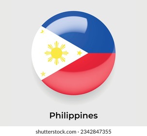 Philippines glossy national flag bubble round shape icon vector illustration glass