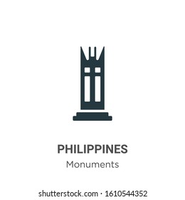 Philippines glyph icon vector on white background. Flat vector philippines icon symbol sign from modern monuments collection for mobile concept and web apps design.