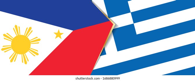 Philippines and Greece flags, two vector flags symbol of relationship or confrontation.