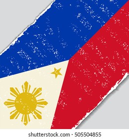 Philippines grunge flag diagonal background. Vector illustration.
