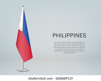 Philippines hanging flag on stand. Template for politic conference banner