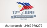 Philippines happy independence day greeting card, banner vector illustration. Philippino national holiday 12th of June design element with realistic flag