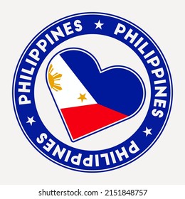 Philippines heart flag badge. From Philippines with love logo. Support the country flag stamp. Vector illustration.