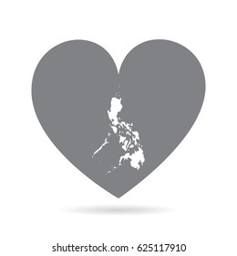 Philippines heart. Heart shape icon with white map