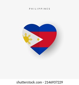 Philippines heart shaped flag. Origami paper cut Philippine national banner. 3D vector illustration isolated on white with soft shadow.