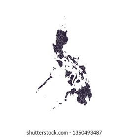 Philippines - High detailed map violet outline map with caption on white background.Abstract design vector illustration eps 10.