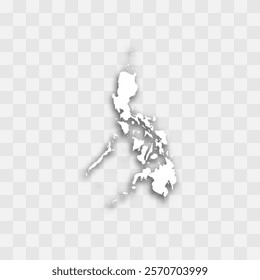 Philippines high detailed vector representation of country silhouette. White color on transparent background with dropped shadow. For educational, decorative, or informational use.