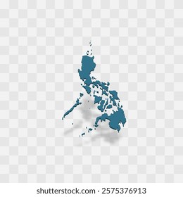 Philippines high detailed vector representation of country silhouette. 3D map on transparent background with dropped shadow. For educational, decorative, or informational use.