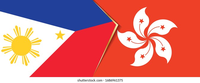 Philippines and Hong Kong flags, two vector flags symbol of relationship or confrontation.