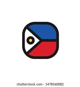 Philippines Icon , National Flag Square Symbol .