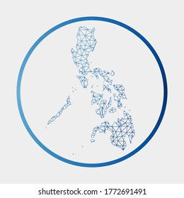 Philippines icon. Network map of the country. Round Philippines sign with gradient ring. Technology, internet, network, telecommunication concept. Vector illustration.