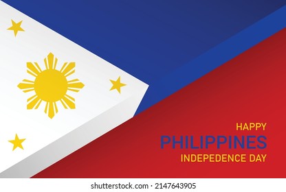 Philippines independence Day, 12 of June text in red and blue paper cut and craft characters on color background