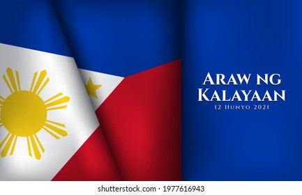 Philippines Independence Day Background Design. Translate : Happy Independence Day, 12 June 2021. Banner, Poster, Greeting Card. Vector Illustration. svg