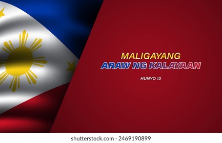 Philippines Independence Day Background Design. Translation : Happy Independence Day, 12th June. Banner, Poster, Greeting Card. Vector Illustration.