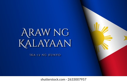 Projeto de fundo do dia da independência das Filipinas. Tradução : dia da independência, 9 de junho. Ilustração de vetor.