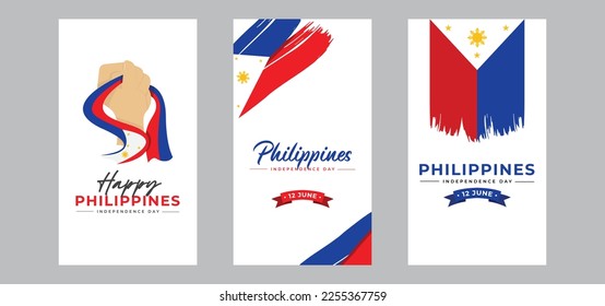 Plantilla de diseño de banderas del día de la independencia de Filipinas