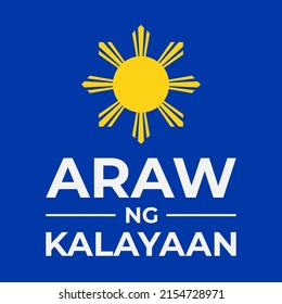 Philippines Independence Day banner in Filipino. National holiday celebrated on June 12. Vector template for poster, greeting card, flyer, etc.
