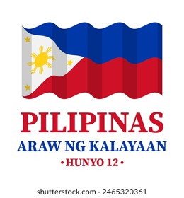 Philippines Independence Day banner in Filipino. National holiday celebrated on June 12. Vector template for poster, greeting card, flyer, etc