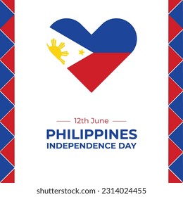 Philippines independence day banner with Heart Flag. Banner for National independence day of the Philippines with Abstract Pattern.
