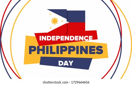 Philippines Independence Day. Celebrated annually on June 12 in Philippines. Happy national holiday of freedom. Philippines flag. South-East Asian country. Patriotic design. Vector poster