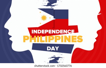 Philippines Independence Day. Celebrated annually on June 12 in Philippines. Happy national holiday of freedom. Philippines flag. South-East Asian country. Patriotic design. Vector poster