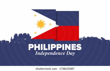 Philippines Independence Day. Celebrated annually on June 12 in Philippines. Happy national holiday of freedom. Philippines flag. South-East Asian country. Patriotic design. Vector poster