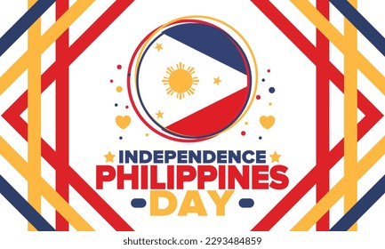 Philippines Independence Day. Celebrated annually on June 12 in Philippines. Happy national holiday of freedom. Philippines flag. South-East Asian country. Patriotic design. Vector poster
