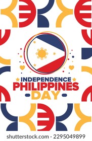 Philippines Independence Day. Celebrated annually on June 12 in Philippines. Happy national holiday of freedom. Philippines flag. South-East Asian country. Patriotic design. Vector poster