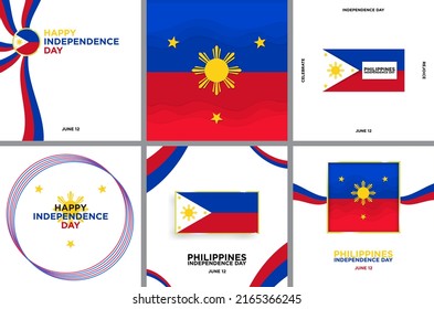 Philippines Independence Day Collection Platz. 12. Juni Philippinen Flag-Konzept. Modern. Papierboote. Philippinischer Gedenkurlaub. Bearbeitbare Vektorgrafik. EPS10. Vorlage für soziale Medien