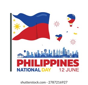 Philippines Independence Day Design, June 12 design element box template with map and flag