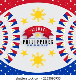 Día de la Independencia de Filipinas con bandera azul y rojo.