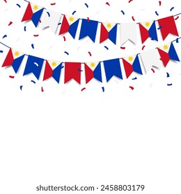 Philippines Independence Day. Garland with flags of the Philippines on a white background. Vector Illustration. 
