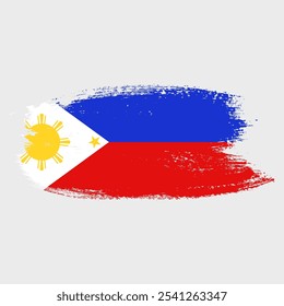 Philippines independence day with Philippines national flag waving ink grunge brush stroke watercolor painted drawing emoji clipart element