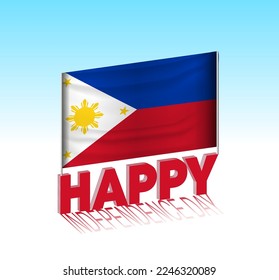 Philippines independence day. Simple Philippines flag and billboard in the sky. 3d lettering template. Ready special day design message.