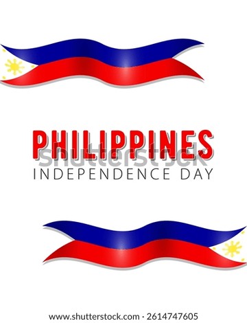Philippines Independence Day, vector design for card, poster or banner. Text Philippines Independence Day in the middle of Philippine flags on white background.