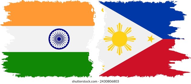 Philippinen und Indien Grunge Flaggen Verbindung, Vektor