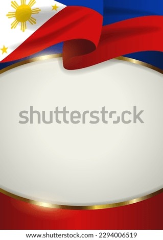 Philippines insignia with decorative golden frame, Independence, commemoration day greeting card, a blank space template for you to put your own text and information