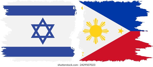 Philippines and Israel grunge flags connection, vector