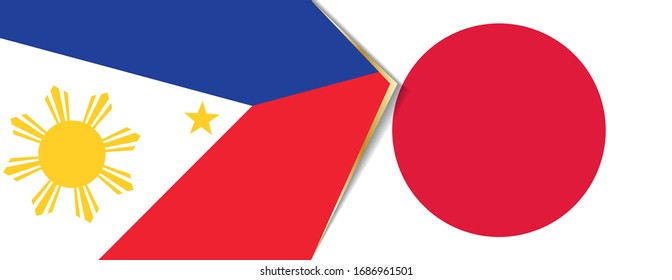 Philippines and Japan flags, two vector flags symbol of relationship or confrontation.