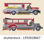 Philippines Jeepney icon vector set