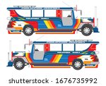 Philippines Jeepney icon vector set