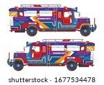 Philippines Jeepney icon vector set