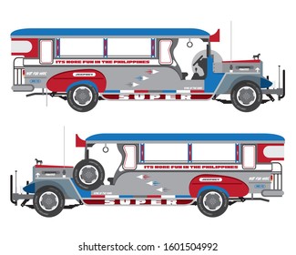 Philippines Jeepney Icon Vector Set