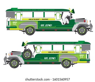 Philippines Jeepney Icon Vector Set